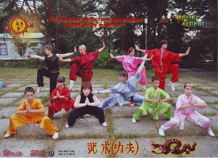 Een groep Wushu demonstratie in 2010 in China